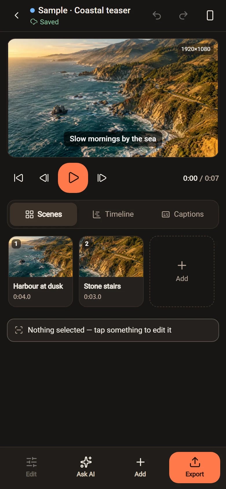 Application mobile Meddioo présentant un projet de démonstration.